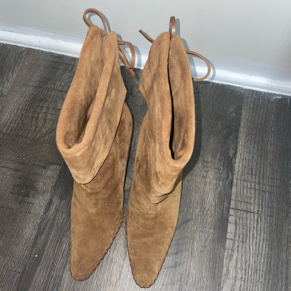 Gucci Camel Suede Whipstitch Boots - Picture 3 of 10